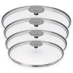 Set 4 couvercles en verre bomb platine 14, 16, 18 et 20 cm cristel