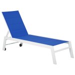 Bain de soleil barbados en textilène bleu - aluminium blanc happy garden Bain de soleil barbados en textilène bleu - aluminium blanc happy garden