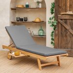 Bain de soleil pliant en acacia kanawa - coussin gris happy garden Bain de soleil pliant en acacia kanawa - coussin gris happy garden