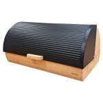 Boîte à pain en bois de bambou couvercle coulissant, bread box conserver painen noir bb1162 Boîte à pain en bois de bambou couvercle coulissant, bread box conserver painen noir bb1162