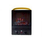 Chemine lectrique portable en acier noir et pieds purline