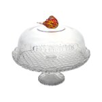 Cloche sur pied oiseau en verre 30 cm table passion