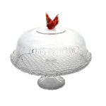 Cloche sur pied papillon en verre 30 cm table passion