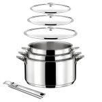 Eclipse - lot 7 pices - casseroles 16, 18 et 20 cm, 3 couvercles et poigne amovible cuisinox