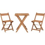 Ensemble en bois d'acacia - compos d'une table carre et de 2 chaises pliables youdoit