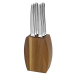 Jet sabl - bloc bois d'acacia 6 couteaux steak lou laguiole