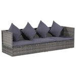 Lit de jardin gris 200 x 60 cm résine tressée 02 0012002 Lit de jardin gris 200 x 60 cm résine tressée 02 0012002