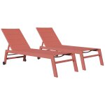 Lot de 2 bains de soleil barbados en textilne terracotta - aluminium terracotta happy garden