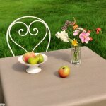 Nappe enduite lin / coton taupe - ronde diam 160cm fleur de soleil Nappe enduite lin / coton taupe - ronde diam 160cm fleur de soleil