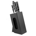 Origin - bloc spaghetti en bois noir avec 5 couteaux de cuisine sabatier trompette