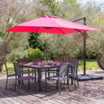 Parasol dport molokai carr 3x3m fuchsia + housse happy garden