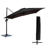 Parasol dport molokai carr 3x3m noir + housse happy garden