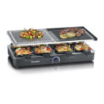 Raclette gril - rg2376 - 8 personnes - pierre de cuisson naturelle et plaque rversible antiadhsive ...
