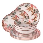 Service d'assiettes 12 pices pink flor table passion