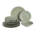 Service d'assiettes vsuvio vert sauge 12 pices table passion