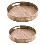 Set de 2 plateaux ronds 35. 5 cm et 40, 5 cm brun en bois table passion