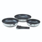 Set de 3 poêles inox amovible 20 / 24 / 28cm antiadhésif - réactif laguiole cuisson Set de 3 poêles inox amovible 20 / 24 / 28cm antiadhésif - réactif laguiole cuisson