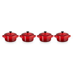 Set 4 mini - cocottes céramique 10 cm cerise le creuset Set 4 mini - cocottes céramique 10 cm cerise le creuset