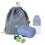 Set bote  goter enfants 600ml bleu + bouteille 330ml + sac  dos monbento