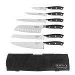 Vulcano - trousse souple avec 6 couteaux de cuisine sabatier trompette