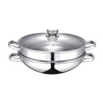 Wok 2 - en - 1 - baumalu - tous feux dont induction - couvercle verre - 32 cm baumalu