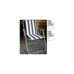 2 chaises de camping pliantes ray� bleu / blanc - camping jardin p�che mer - repos