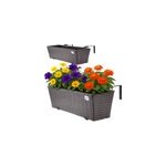 2x bac  fleurs 60x20x19 cm en polyrotin marron