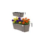 2x bac  fleurs 60x20x19cm en polyrotin crme