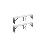 2x bancs de jardin pliables en plastique blanc 180cm