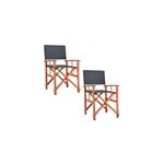 2x chaises de directeur anthracite cannes en bois fsc ;