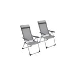 2x chaises � dossier haut pliantes grises en aluminium