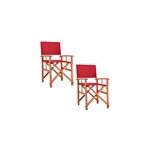2x chaises de jardin cannes rouge en bois eucalyptus