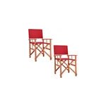 2x chaises de jardin cannes rouge en bois eucalyptus