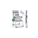 2x chaise de jardin gris chin pliable en aluminium