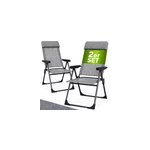 2x chaise de jardin gris chin� pliable en aluminium
