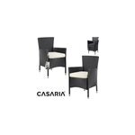 2x chaise de jardin en polyrotin noir / cr�me