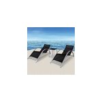 2x chaise longue avec table d'appoint / basse - bain de soleil / transat en alu
