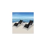 2x chaise longue avec table d'appoint / basse - bain de soleil / transat en alu