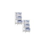 2x �tag�re � 3 paniers bleu blanc bois de paulownia