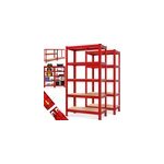 2x Étagère charge lourde rouge 5 niveaux 180x90x40cm 2x Étagère charge lourde rouge 5 niveaux 180x90x40cm
