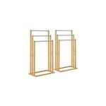 2x porte - serviettes en bambou 3 barres sur pied 46x24x84cm