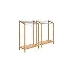 2x porte - serviettes en bambou sur pied avec 3 barres en inox