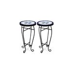 2x table mosaique gu�ridon neptune bleue �62cm