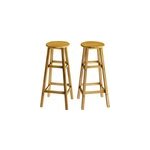 2x tabouret de bar en bois rond 76x34x34cm