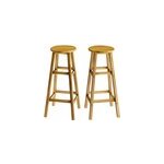 2x tabouret de bar en bois rond 76x34x34cm
