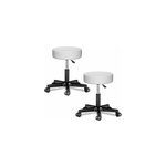 2x tabouret blanc � roulettes 56cm rembourr� et r�glable
