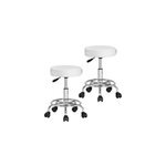 2x tabouret blanc � roulettes 56cm rembourr� et r�glable