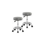 2x tabouret gris � roulettes 56cm rembourr� et r�glable