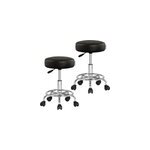2x tabouret noir � roulettes 56cm rembourr� et r�glable
