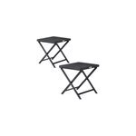 2x tabouret pliant noir 44x40x44cm en polyrotin